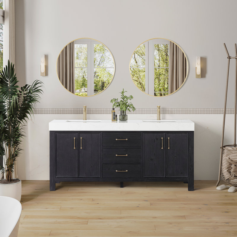 Lark Manor Aneysa 72'' Double Bathroom Vanity with Engineered Marble Top & Reviews | Wayfair